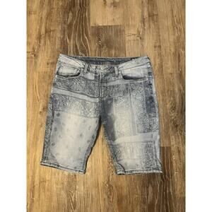 Buffalo David Bitton Parker-X Denim Shorts Men’s W34 Slim Fit Stretch Paisley